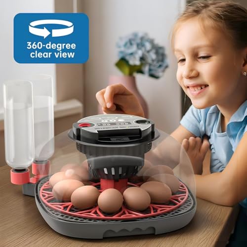12-24 Egg Incubator with Humidity Display, Egg Candler, Automatic Egg Turner, for Hatching Chickens Duck Quail Parrot - color: Red