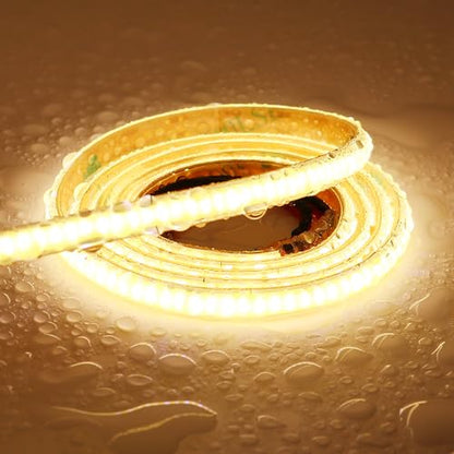 TOPAI 12V Thin 5mm COB LED Strip Waterproof 3000K Warm White 16.4ft Bright 4000Lm CRI>90 Uniform Dotless 400LEDs/M Self Adhesive Flexible Cuttable for DIY, Bedroom, Under Cabinet Lighting - color: Warm White 3000K