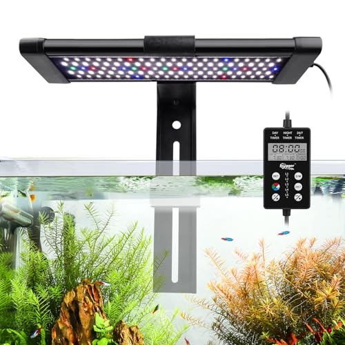 hygger Clip On Custom LED Aquarium Light,Daylight-Moonlight & 24/7 Mode, Adjustable Brightness 8 Colors Full Spectrum Fish Tank Light for 12-17 Inches Freshwater Planted Tank Auto On Off Ramp Up Down