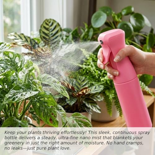 VIGOR PATH Continuous Spray Bottle for Hair – Fine Mist Mister for Hairstyling, Cleaning, Plants, Pets, Barbers, Salons, and Essential Oil Applications (300ml/10 oz) Pink - color: Pink - 10oz