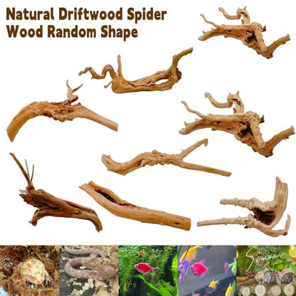 Hamiledyi 6PCS Aquarium Driftwood 6-8in Natural Spider Wood Branches Reptiles Aquarium Fish Tank Decoration Assorted - size: M:Spiderwood (6-8in 6PCS)