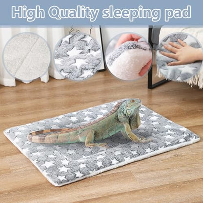 Pet Sleeping Mat Reptile Sleeping Bag Ultra Soft Cushion for Small Pets Comfortable Plush Sleeping Bag for Lizards, Leopard Iguanas, Reptiles and Other Small Animals (Grey)