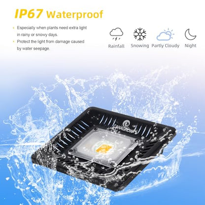 CANAGROW Waterproof Plant Light, Outdoor Grow Light, Sunlike Full Spectrum LED Grow Lamp, Refugium Light for Saltwater Aquarium, Without Noise, Heating Lamps for Plants Seeding Veg Blooming Fruiting - size: 1 Bulb White - 100 W
