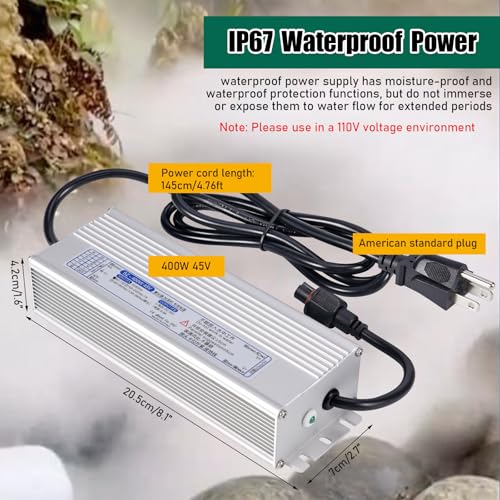 Ultrasonic Mist Maker Fogger 12 Head Pond Mister Fogger with Float, Waterproof Power Supply and Ceramic Disc, Ultrasonic Atomizer Humidifier for Greenhouse Halloween Decor (12 Heads) - style: 12 heads