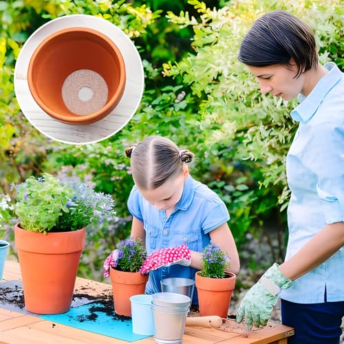 lasuroa 10pcs Flower Pot Hole Mesh Pad, 11.8x7.8 Inch Bonsai Mesh Drainage Screens Plant Pot Drainage Meshes for Preventing Clart Leakage (White) - color: White