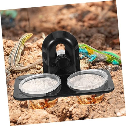 HEMOTON Reptile Feeder Water and Food Bowl Dual Compartment Container for Lizards Turtles Geckos Easy to Clean Suitable for Tanks Boxes