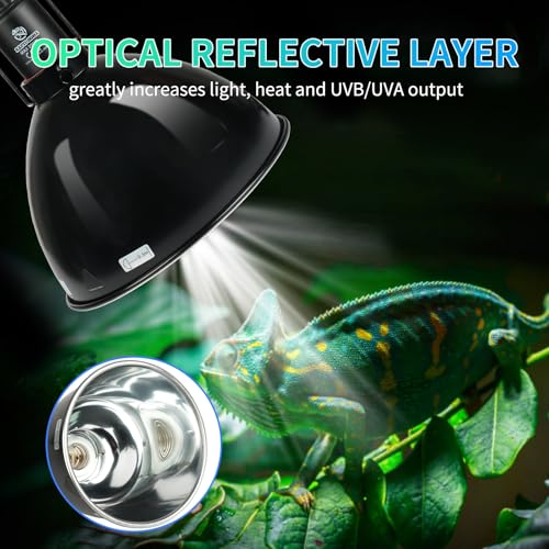 Reptile Light Fixture with Dimming Thermostat, 8.5 Inch Deep Dome Light Fixture with Timer, Reptile Aluminum Dome Fixture for Basking/Heat/UVA/UVB Lamp Bulb - size: 8.5in Deep Dome(Temperature Display)