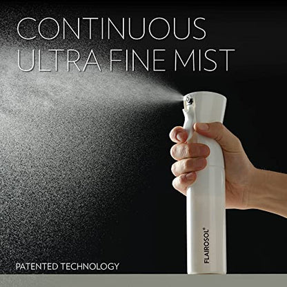FLAIROSOL - The Original, Continuous Ultra Fine Mist Spray Bottle, Multi-Tasking Marvel for Hair, Skin, Home, Pet Care and more, Refillable and Reusable, 10.1oz/300ml (Clear Bottle-Pink Print) - color: Clear Bottle - Pink Print