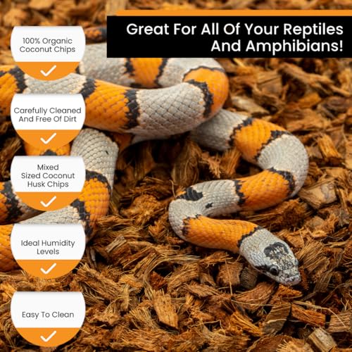 BabiChip Coconut Chip Substrate for Reptiles 12 Quart Loose Small Sized Coco Husk Chip Bedding for Ball Pythons, Other Snakes, Tortoises, Geckos, Frogs, or Lizard Terrarium Tanks - size: 12 Quart