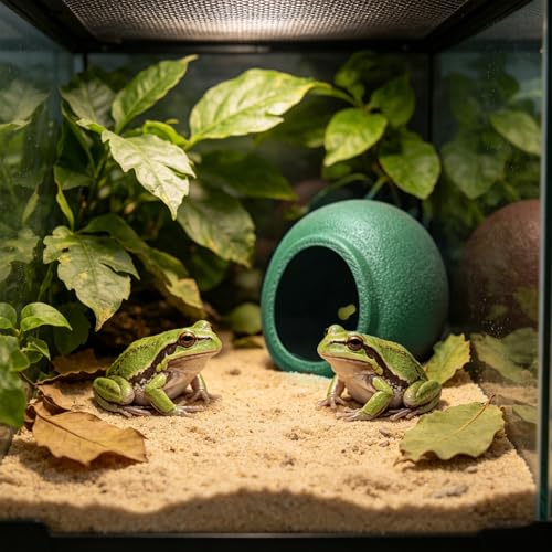 Terrarium Mini with Frog Cup Suction Egg-Shaped Stability Plastic Habitat Cage Decor Ventilated Design Amphibian for Indoor