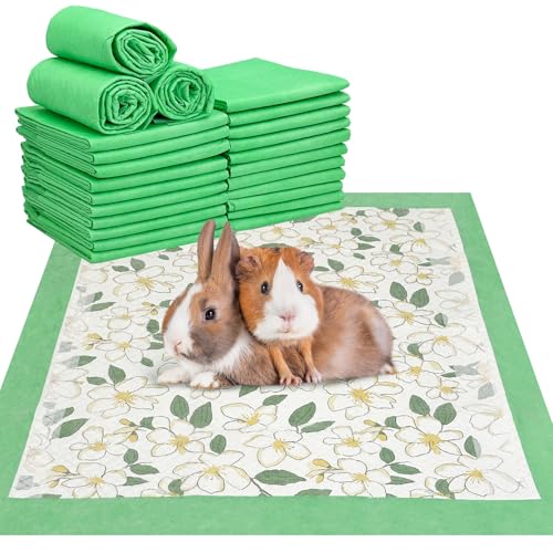 Fhiny 20 PCS Disposable Guinea Pig Pee Pads, 24'' x 36'' Super Absorbent Rabbit Cage Liner Odor Control Small Pet Cage Training Pads for Rabbit Bunny Ferret Cat Puppy and Other Small Animals - color: Green, size: Extra Large-24'' x 36''-20 PCS