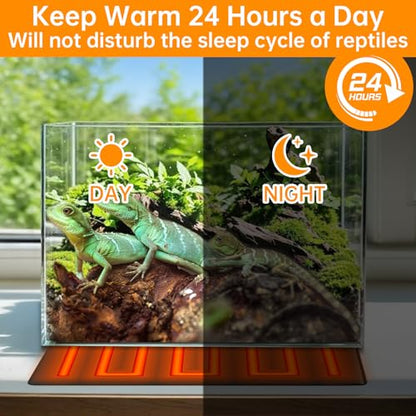 Reptile Heat Pad with Digital Thermostat, Under Tank Terrrarium Heat Mat 16W 8 * 12 Inch, Temperature Controller Heating Pad for Reptile, Turtles, Lizards, Snake, Hermit Crab, Frogs - size: Digital 16W