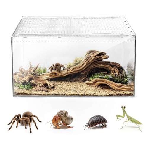 AZV Escape Proof Tarantula Enclosure,Polycarbonate Hermit Crabs Tank Small | Reptile Cage with Magnetic Lid,Ventilated Spider Terrarium,360° Clear View,Easy Clean Isopod Habitat for Gecko,Frogs,Insects - size: Small(7.87*5.90*3.93inch)