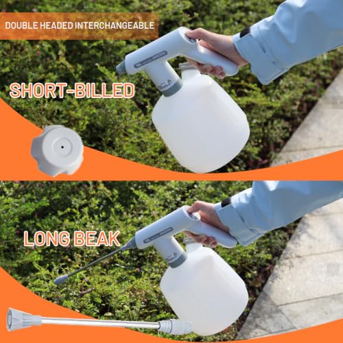 Electric Spray Bottle for Indoor Cleaning, Weeding and Garden 2L Automatic Plant Sprayer with Rechargeable Battery, 2 Adjustable Speeds Mist Nozzles
