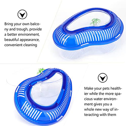 ULTECHNOVO Turtle Tank Drying Platform with Handle Cover Large 12.6X9.1X5.3In Plastic Habitat for Turtle Resting Swimming Sunning Egg Laying