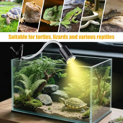 Turtle Basking Light (Cycle Timer), Tortoise Lamp UVA UVB Heat Bulbs -2 Pack 50W, 360°Rotatable Turtle UVA/UVB Basking Heat Light Bulb for Lizard, Beared Dragon