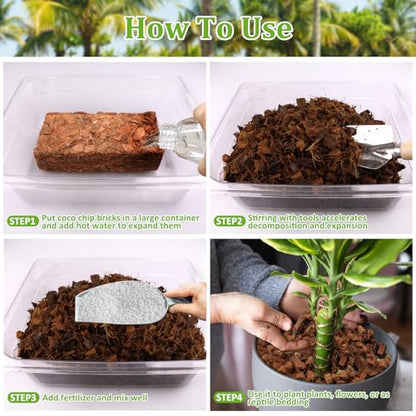 Riare 2 Pack Coco Chips Substrate for Plants- 2.2lb 100% Organic Coconut Husk Brick with Low EC and pH Balanced, High Expansion Coconut Substrate Coco Husk Mulch for Garden Flowers, Herbs, Planting - color: 2 Pack