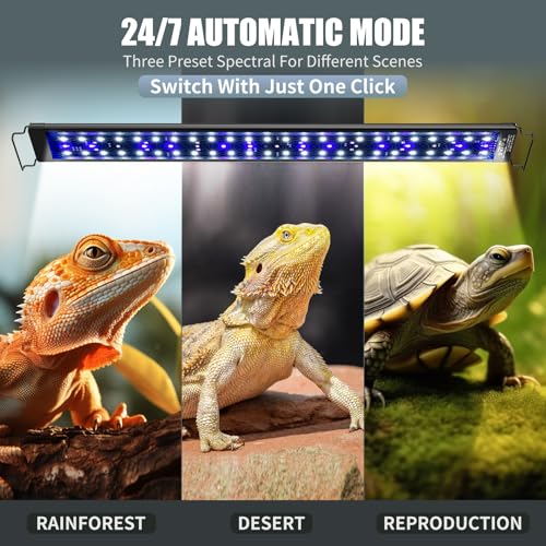 18-Inch LED UVA UVB Light for Reptiles with Controller, Full Spectrum UVA & UVB Reptile Light with Auto 24-Hour Cycle Timer & 10 Dimmable for Bearded Dragons, Turtles, Frogs, Snakes, Plants - size: 18 INCh