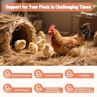 Chicken Electrolyte for Water, Ideal for Hydration, Immunity, Digestive Health, Chicken Vitamins, Electrolytes, and Probiotics, Multipurpose Poultry Vitamins for Chickens, Ducks, Turkeys, 8.8 OZ