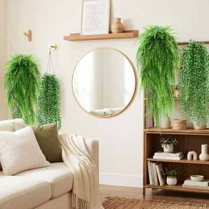 Daifunli 12 Pcs Artificial Hanging Plants Fake Hanging Ferns Plastic Fake Plant for Wall Room Garden Garland Indoor Outdoor Decor No Basket (Boston Ferns,String of Pearls) - style: Boston Ferns, String of Pearls