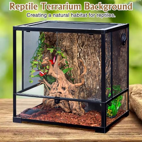 Fhiny 4 PCS Cork Bark Background, 11.6" x 7.7" Natural Cork Bark for Reptiles Bearded Dragon Climbing Backdrop Terrarium Habitat Wall Decor Accessories for Turtle Gecko Lizard Snake Spider Frog