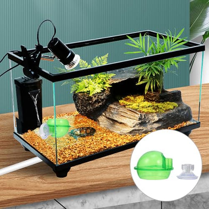 DOITOOL 2pcs Reptile Food and Water Bowls with Suction Cup, Stable Lizard Feeder Basins for Geckos and Crawling Pets, Sturdy Terrarium Feeding Dish for Amphibians and Small Reptiles