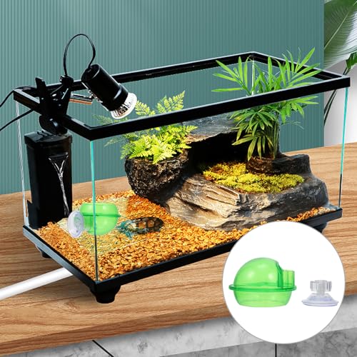 HEMOTON Reptile Feeding Bowls with Suction Cups, Plastic Water and Food Dish, Large Capacity Basin for Gecko, Lizard, Frog, Tortoise Terrarium, 2pcs Set
