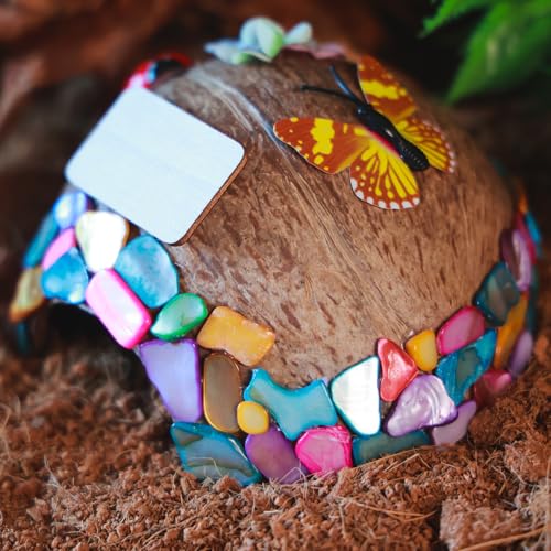 Reptile Hideouts, Handmade Handmade Reptile Home, Hide Cave for Crested Gecko, Leopard Gecko, Lizard, Snake, Crabs Hide Cave, Personalized Terrarium & Vivarium Décor （Butterfly） - style: Butterfly