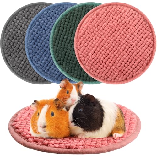 Amylove 4 Pcs Guinea Pig Cage Liner 7.8 Inch Round Washable Chenille Pee Pads Pet Dog Cat Bedding Training Mat Reusable for Small Animals Puppy Bunny Hamster Chinchilla - color: Mixed Color, size: Diameter 7.8 Inch, style: Low Pile Chenille