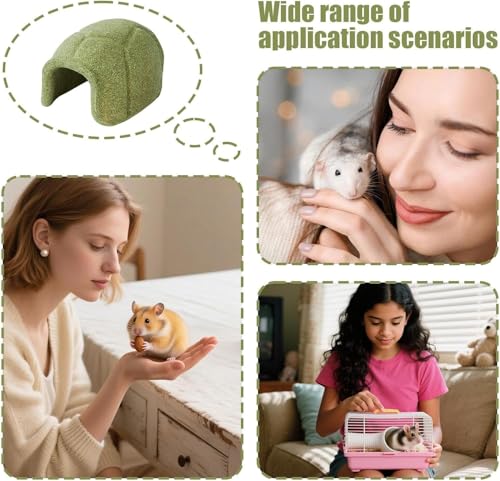 Natural Hamster Chew Toys, Turtle Shell Shape Hideaway, 5x4 Inches Wooden House with Safe Material, Eco Friendly Small Animal Shelter, Pet Cage Accessory Fun Design, Chewing Toy for Gerbil Chinchilla