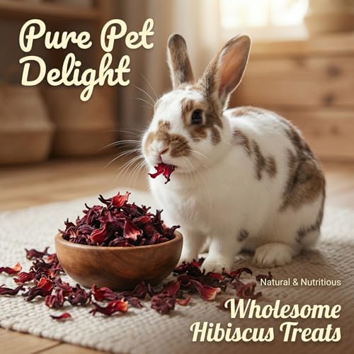 RAINFLOW Hibiscus Flower Treat (5.3oz)– Healthy Dried Hibiscus Flowers Small Animal Treats for Chinchilla, Guinea Pig, Natural Pet Snacks Hamster Treats for Rabbit,Rats, Squirrels, Sugar Glide