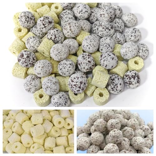 Filter Media,Bio Media for Aquarium Sump Filter Ceramic Rings Activated Carbon Bio Balls Freshwater Marine Biological Filter Media 1lb with Mesh Bag Bio Balls Ceramic Rings Set - size: 1Pack(1 lbs)