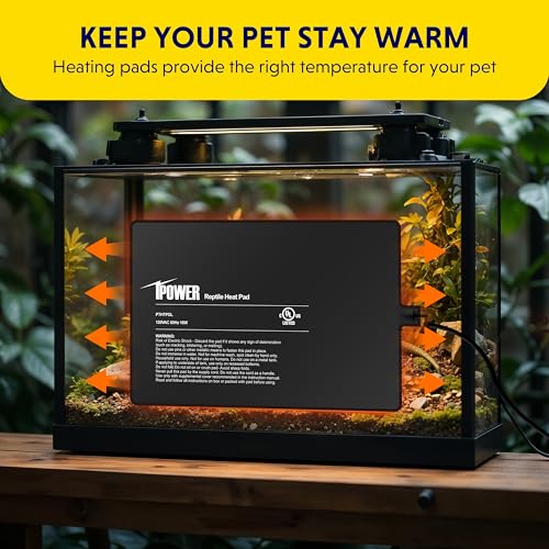 iPower 8x12 Inch Reptile Heating Pad with LCD Digital Aquarium Thermometer, Under Tank Heater Warmer Heat Mat for Turtles, Lizards, Frogs, Snakes - color: Black/Heat Pad + Thermometer, size: 8" x 12"