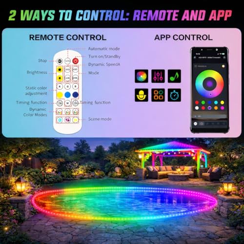 12V RGB+IC Dream Color Chasing Aquarium LED Strip Lights, 10.5FT APP & Remote Control IP68 Fully Waterproof Fish Tank Led Strip Light for RV, Marine, Deck Patio, Pool, Pond, Balcony - size: 10.5FT