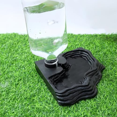 17oz Terrarium Tank Reptile Food Feeders Bowl, Water Feeder Automatic Water Dispenser Waterer Feeding Accessories, for Geckos Lizards Turtle Bearded Dragons - Black - color: Black