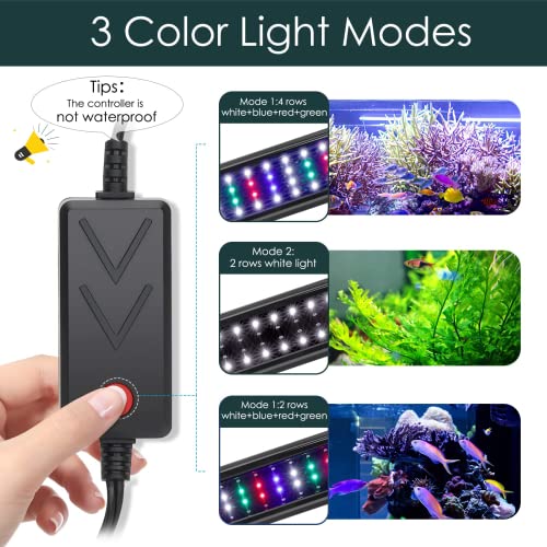 AQQA Aquarium Light,Full Spectrum LED Fish Tank Lights,12"-54" Adjustable Multi-Color White Blue Red Green LEDs with Extendable Brackets,14W-31W for Freshwater Plants (23W (24"-32")) - size: 23W (24"-32")