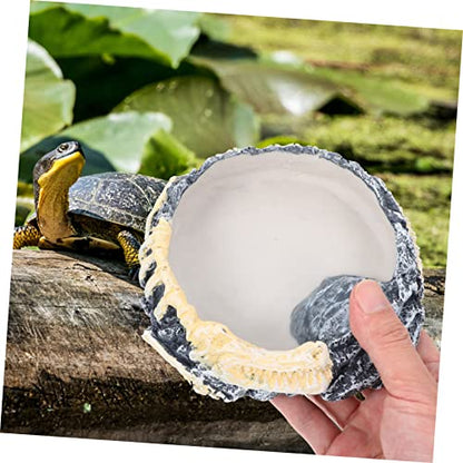 BESPORTBLE Wear-Resistant Decorative Reptile Bowl Water Dish for Turtles Lizards Snakes Feeding Drinking for Reptiles