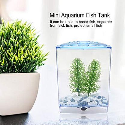 Mini Fish Tank Aquarium | Transparent Acrylic Breeding Box & Hatching Incubator | Isolate Sick Fish/Guard Fry/Grow Plants | with Sediment Groove & Ventilation Cover