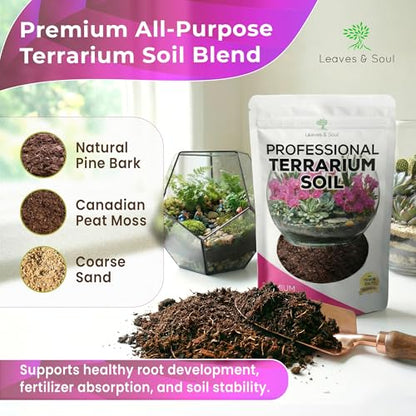 Professional Terrarium Soil Mix 2.2 Quarts Ready to Use, Premium Terrarium Potting Soil for Succulents Cactus Aloe Plants, Pine Bark Peat Coarse Sand, Well Draining Terrarium Mix Made in USA - color: Terrarium Soil, size: 2.2 Quarts
