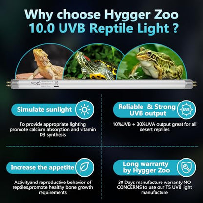 3-Pack UVB Reptile Light 10.0 Bulb 8W T5 Fluorescent Desert Lamp UVA for Bearded Dragon Tortoise Reptile & Amphibian - size: 8W-3PCS
