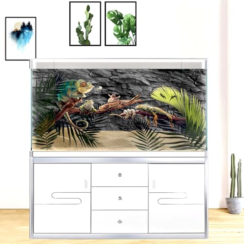 24X16 Inches Black Rock Fish Terrarium Background, Reptile Snake Habitat Terrarium Background Decor, Slate Rocks Durable Polyester Background with 8 EVA Double-Sided Tapes - color: black-01, size: 24X16in/60X40cm