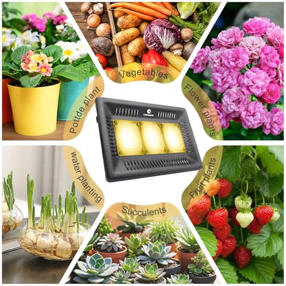 CANAGROW Waterproof Plant Light, Outdoor Grow Light, Sunlike Full Spectrum COB LED Grow Lamp, Refugium Light for Saltwater Aquarium, No Noise, Heating Lamps for Plants Seeding Veg Blooming Fruiting - size: 3 White - 300W