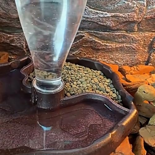 Totority Automatic Reptile Water Dispenser Bowl with Reservoir Deep Brown Portable Turtle and Lizard Tank Accessory for Bearded Dragon and Leopard Gecko