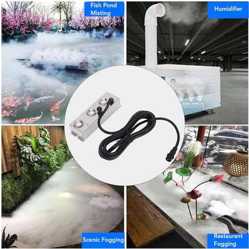 Eujgoov 3 Heads Ultrasonic Mist Maker Ultrasonic Fogger for Water Fountain Pond Halloween Party