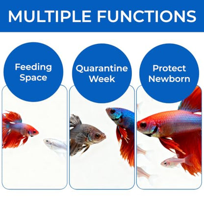 Breeder Box for Fish Tank, 2 Pieces, Floating | Plastic Aquarium Isolation Box, Mesh Fish Nursery Separator Tank Hatchery Incubator for Shrimp, Betta, Clownfish, Guppy