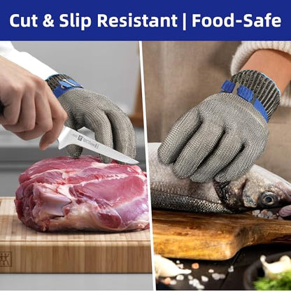 Schwer SlicePro ANSI A9 Cut Resistant Glove PR1706, Stainless Steel Mesh Metal Glove, Food Grade for Kitchen Cooking, Butcher Meat Cutting, Oyster Shucking, Mandoline, (L, 1 PCS) - size: Large (Pack of 1), style: 1.0 Steel Wire