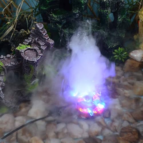 Adjustable Mist Maker with LED and Splash Guard, Fogger Water Fountain Pond Fog Machine Atomizer Air Humidifier, 350ml/H, Water Feature, Halloween and Other Holiday Decorations., Small, Black