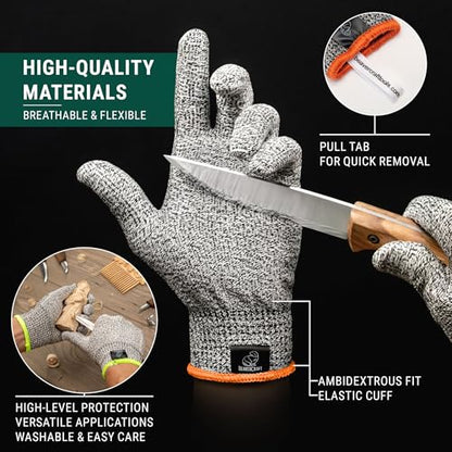 BeaverCraft Wood Carving Gloves CRG - Cutting Cut Resistant Gloves Level 5 for Whittling, Woodworking, Food Prep - color: Large