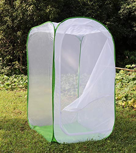 5 Feet Extra Large Monarch Butterfly Habitat, Giant Collapsible Insect Mesh Cage Terrarium Pop-up (White + Green, 35 x 35 x 59 Inches) - size: 35 x 35 x 59 Inches