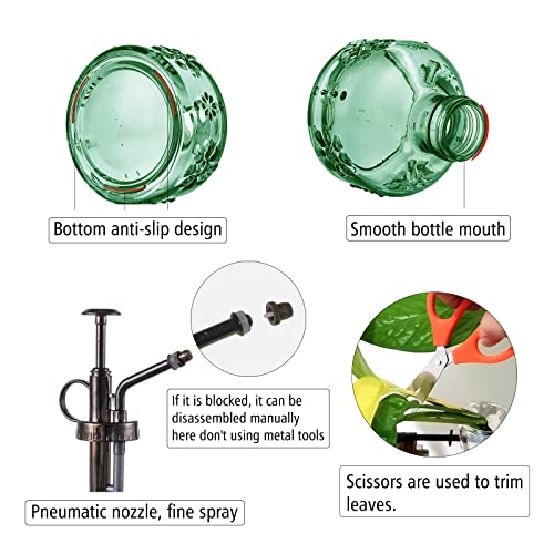 XXXFLOWER Glass Plant Mister Spray Bottle for Indoor Plant Spritzer Succulent Watering Bottle - color: Green